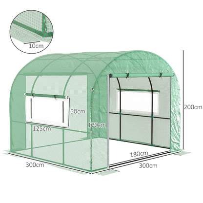 Outsunny 300 x 300cm Tunel foliowy typu walk-in - zielony