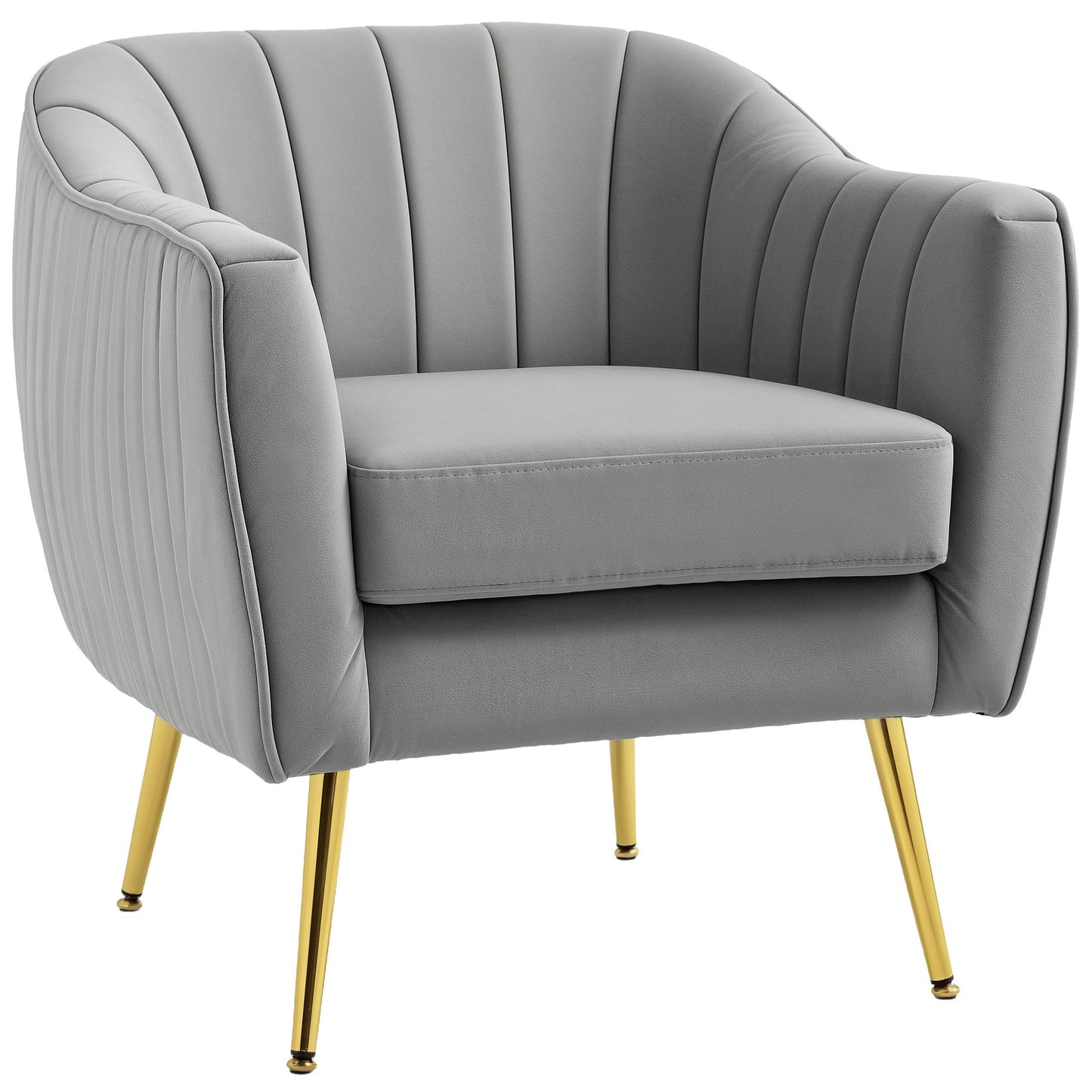 Fotel akcentowy HOMCOM Velvet-Feel Shell Back - szary