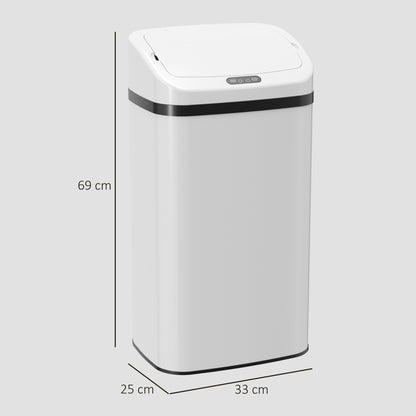 HOMCOM 48L Stainless Steel Sensor Bin - White