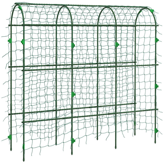 Outsunny 183 cm Tall Metal Garden Trellis, Arch Trellis for Climbing Plants Outdoor with Climbing Net