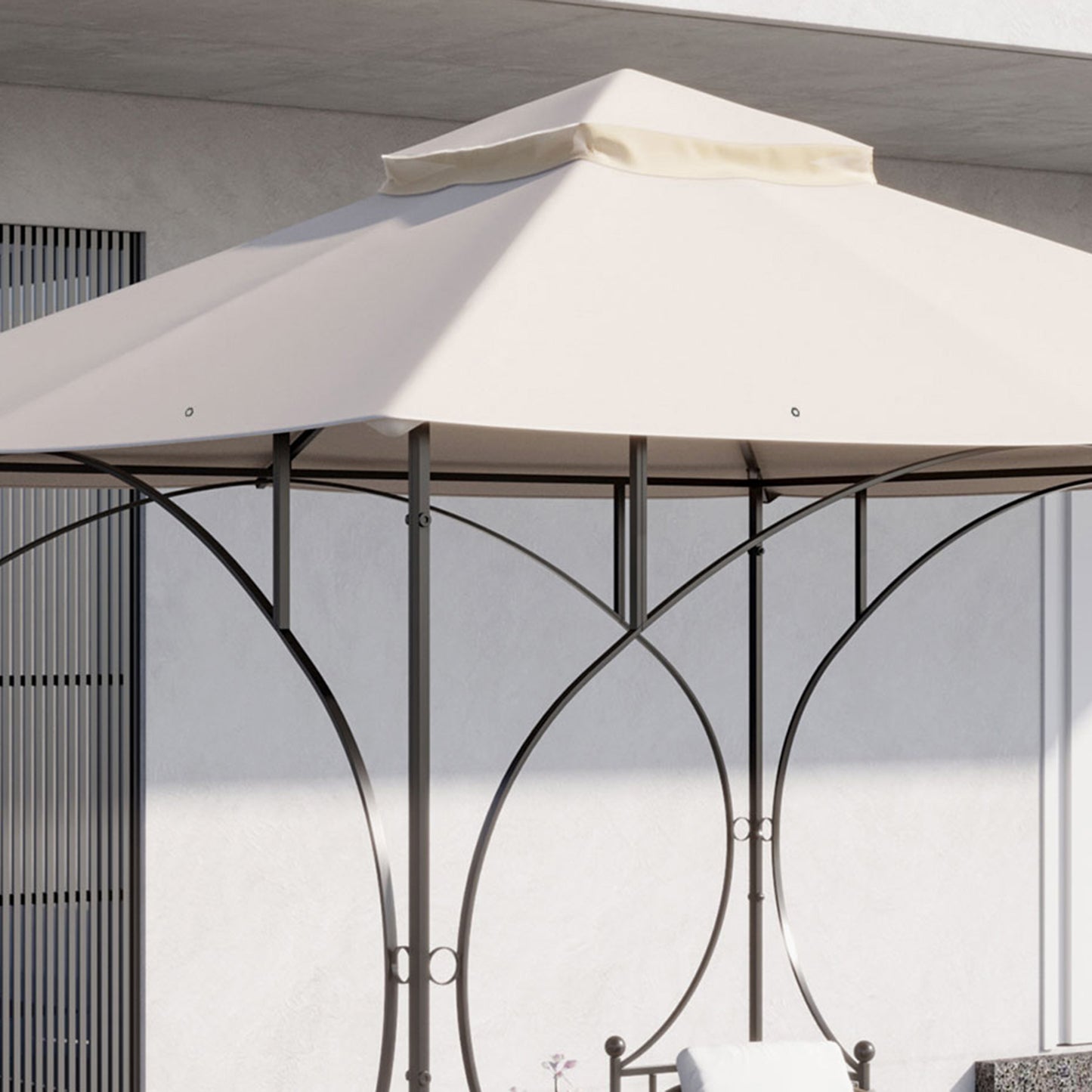Outsunny 3x3(m) Replacement Gazebo Canopy, Double Tier Roof Top for Garden, Patio, Outdoor, Beige (TOP ONLY)