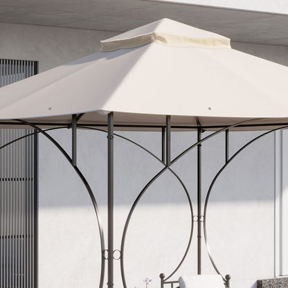 Outsunny 3x3(m) Replacement Gazebo Canopy, Double Tier Roof Top for Garden, Patio, Outdoor, Beige (TOP ONLY)
