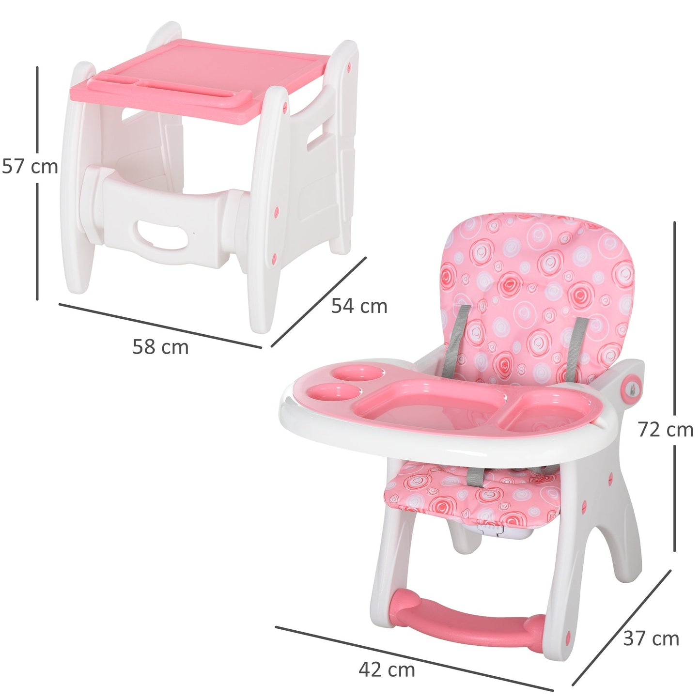 3-in-1 Baby Booster High Chair Seat Pink