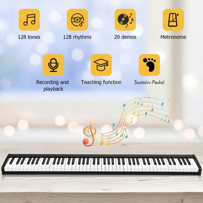 Portable Electronic Piano 88 Keys Suitable for Children Over 3 Years Old-Black