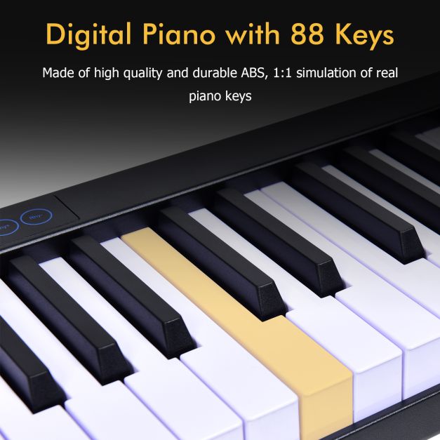 Portable Electronic Piano 88 Keys Suitable for Children Over 3 Years Old-Black