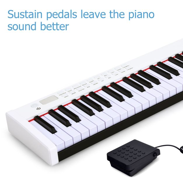 Portable Electronic Keyboard with Full-Size Weighted Keys-White