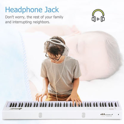 Portable Electronic Keyboard with Full-Size Weighted Keys-White