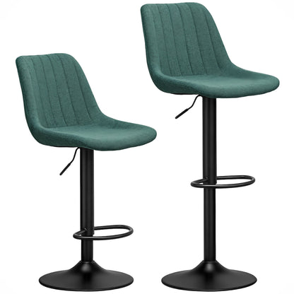HOMCOM Set of Two Chenille-Feel Tub Bat Stools - Green