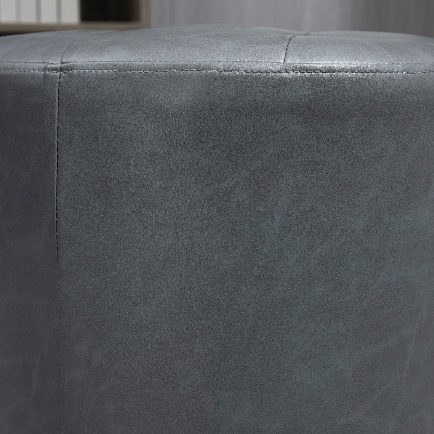 HOMCOM 360¡ Swivel Foot Stool Round PU Ottoman with Thick Sponge Padding and Solid Steel Base, Grey