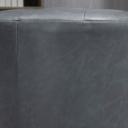 HOMCOM 360¡ Swivel Foot Stool Round PU Ottoman with Thick Sponge Padding and Solid Steel Base, Grey