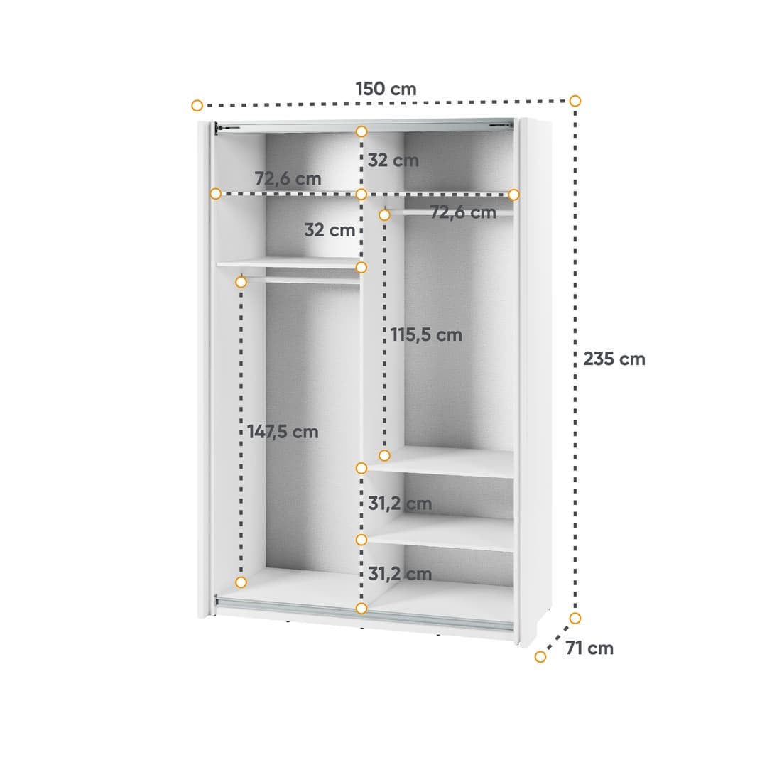 Maxi MX-03 Sliding Door Wardrobe 170cm