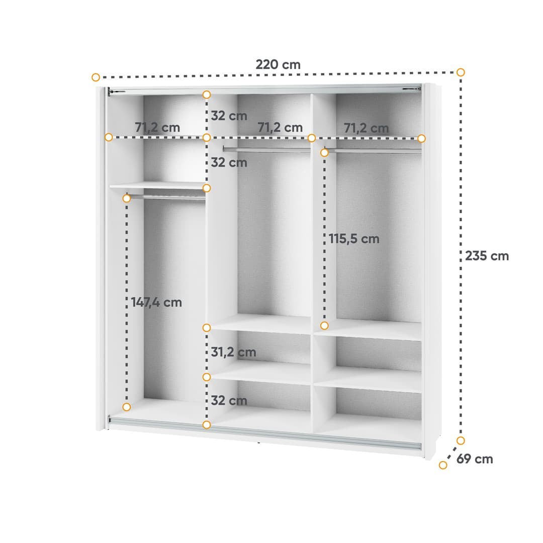 Maxi MX-05 Sliding Door Wardrobe 220cm