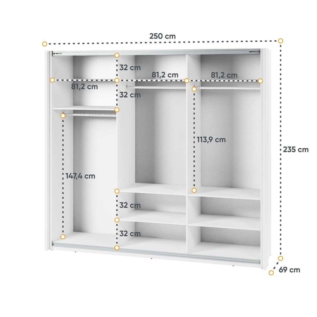 Maxi MX-06 Sliding Door Wardrobe 250cm