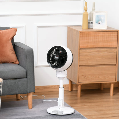 28'' Air Circulator Fan 3 Speed 3 Mode, 70° Oscillation 90° Vertical Tilt, Height Adjustable, Remote Controller for Living Room, Black & White