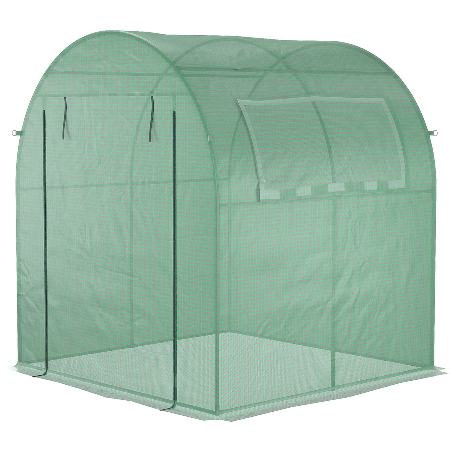 دفيئة Outsunny Walk in Polytunnel، دفيئة للحديقة مع نافذة وباب قابلين للطي، 1.8 × 1.8 × 2 متر، أخضر