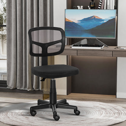 Krzesło biurowe Vinsetto Small Office Chair bez podłokietników, ergonomiczne obrotowe krzesło biurowe z siatki z zakrzywionym oparciem i kółkami, regulowana wysokość, do toaletki domowej, komputera, gabinetu, sypialni, udźwig do 120 kg