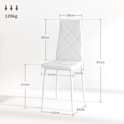HOMCOM Set of 6 Faux Leather Dining Chairs - White