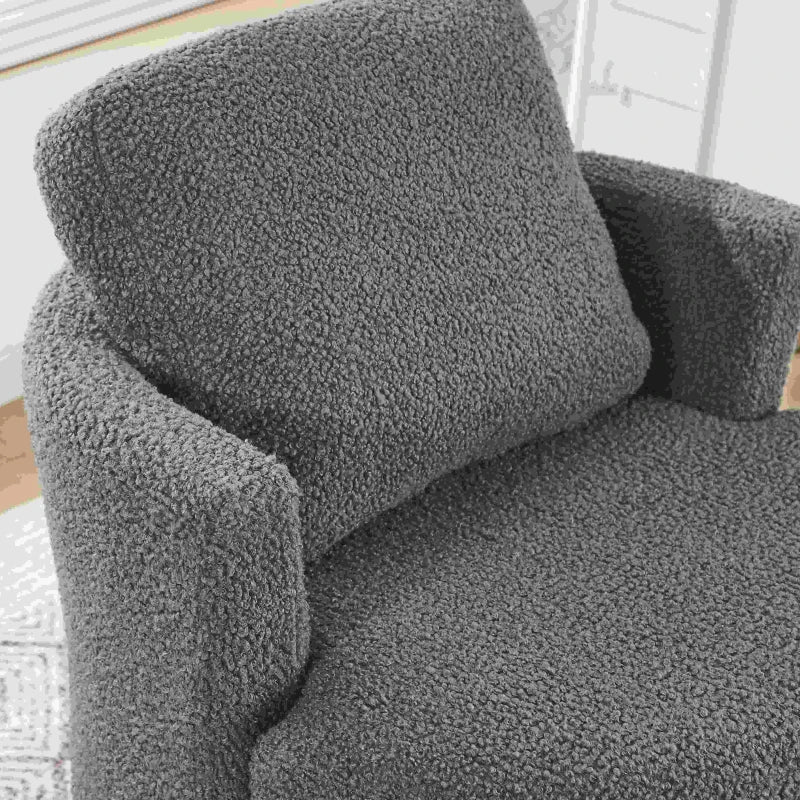 Teddy Recliner Armchair with Back Cushion, Thick Foam Pad, Upholstered, Adjustable Manual Swivel Base with Comfortable Footrest, 78.5x83x86 cm, Medium Grey