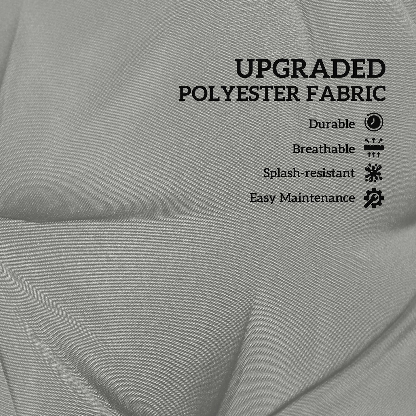 Outsunny 2 Seater Bench Pad, Garden Chair Cushion with Back and Ties for Indoor and Outdoor Use, 98 x 100 cm, Light Grey