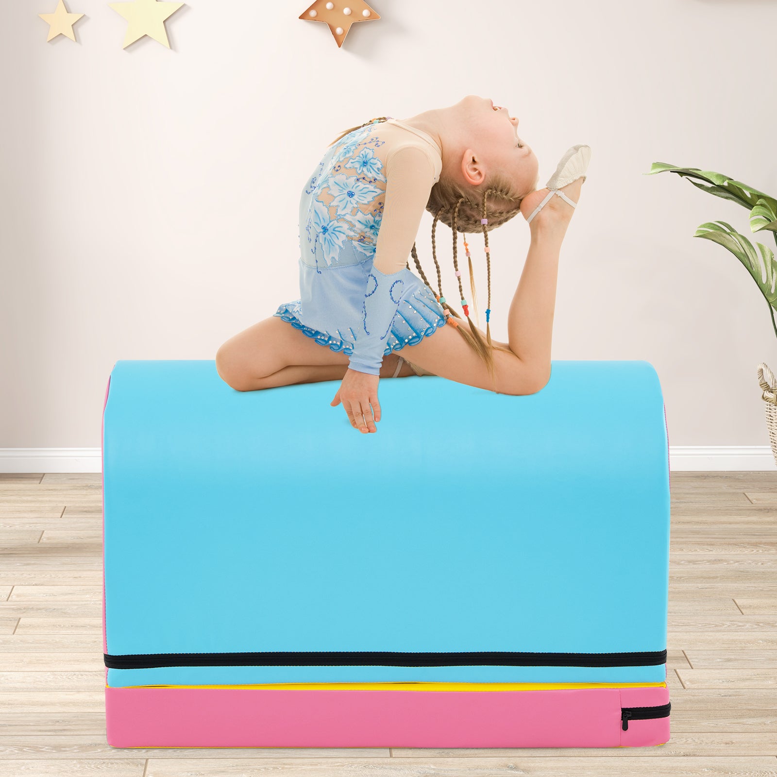Mailbox Tumbling Mat with Detachable Mat and Carrying Handle-Multicolor