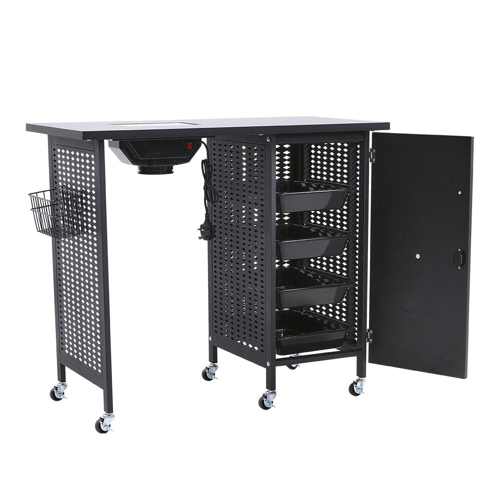 Complete Manicure Table Black 4 Trays & Lamp With Dust Collector
