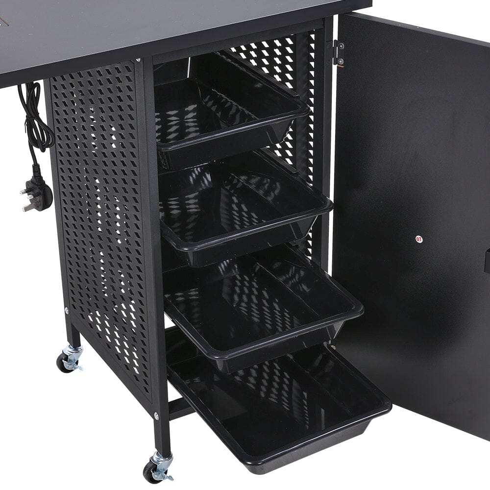Complete Manicure Table Black 4 Trays & Lamp With Dust Collector