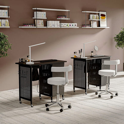 Complete Manicure Table Black 4 Trays & Lamp With Dust Collector