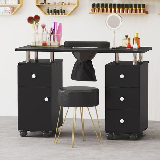 Manicure Table Nail Desk with Electric Dust Collector-Black