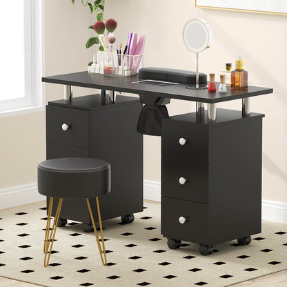 Manicure Table Nail Desk with Electric Dust Collector-Black