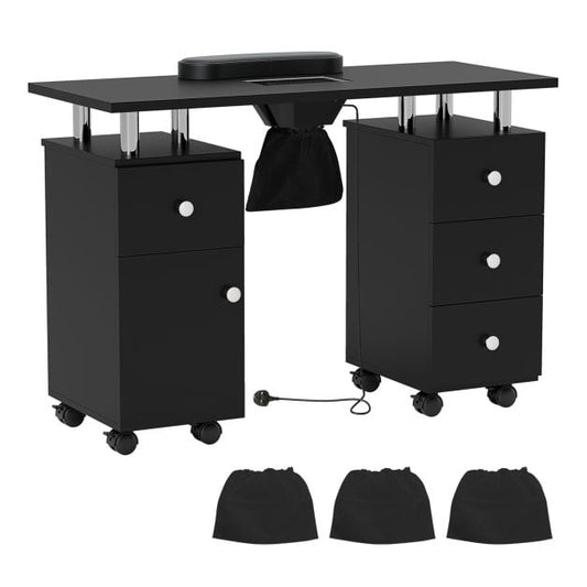 Manicure Table Nail Desk with Electric Dust Collector-Black