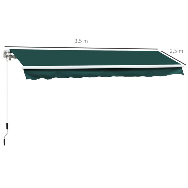 3.5x2.5 M Manual Retractable Awning - Green