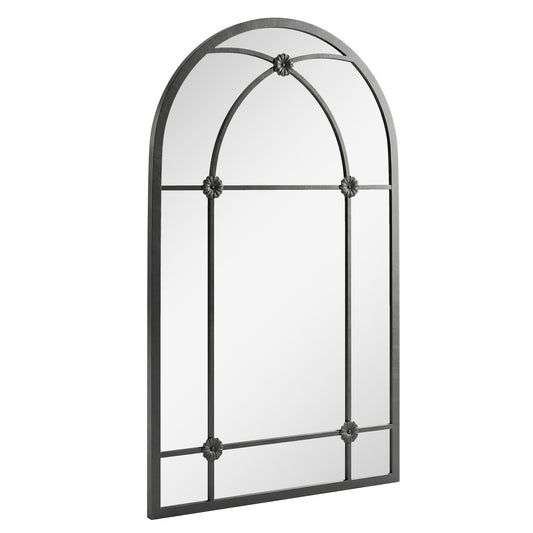 Outsunny Arched Mirror, Shatterproof Acrylic Windowpane Wall Mounted Mirror with Robust Metal Frame, 100 x 60 cm, Black