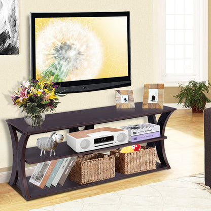Media Console Table with Open Storage Shelves for Living Room Bedroom