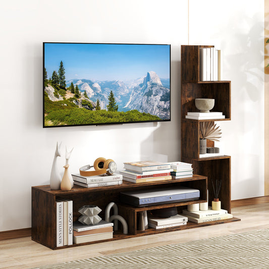 Media Console Table Cube TV Stand for TVs up to 50 Inch-Rustic Brown