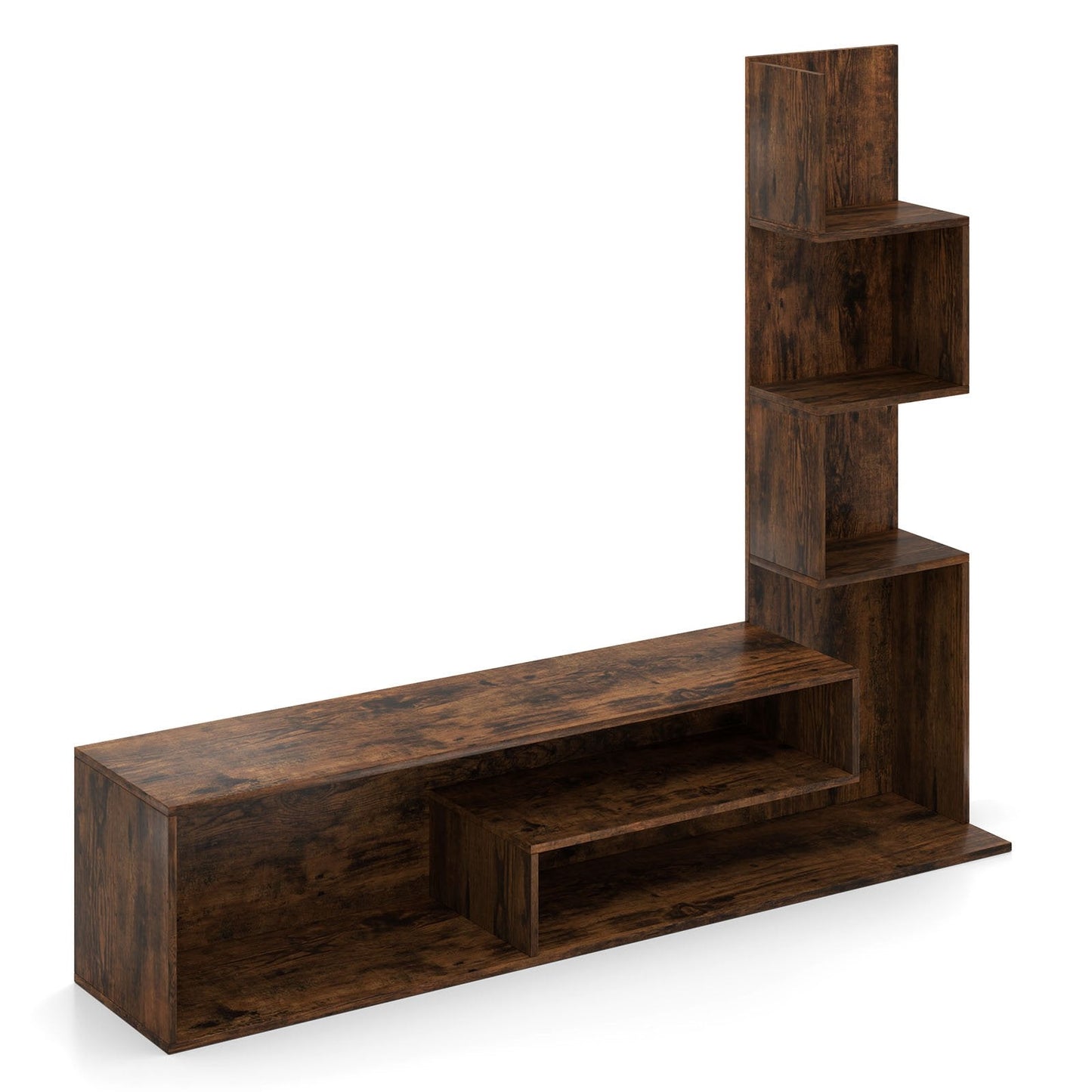 Media Console Table Cube TV Stand for TVs up to 50 Inch-Rustic Brown