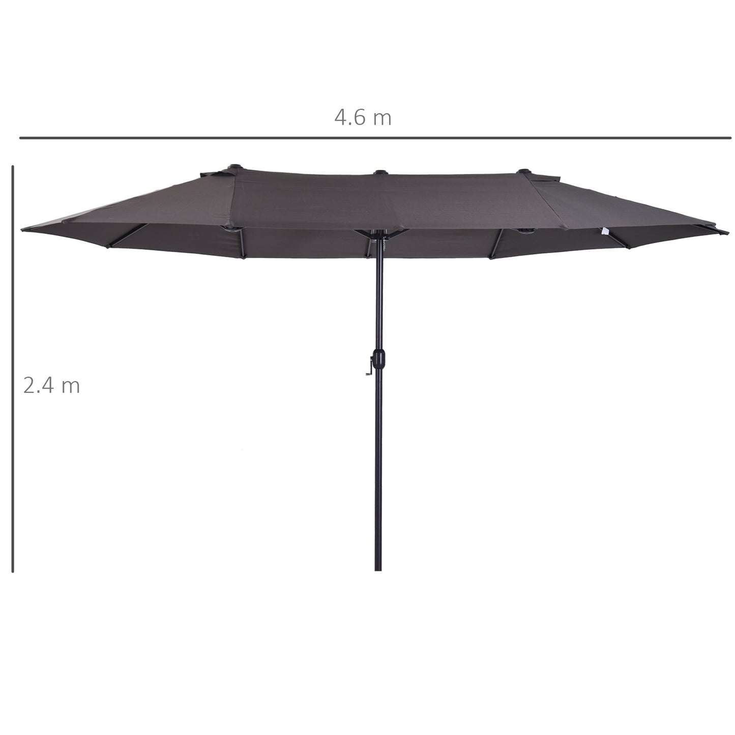 Outsunny 4.6m Garden Parasol Double-Sided Sun Umbrella Patio Market Shelter Canopy Shade Outdoor Grey - NO BASE