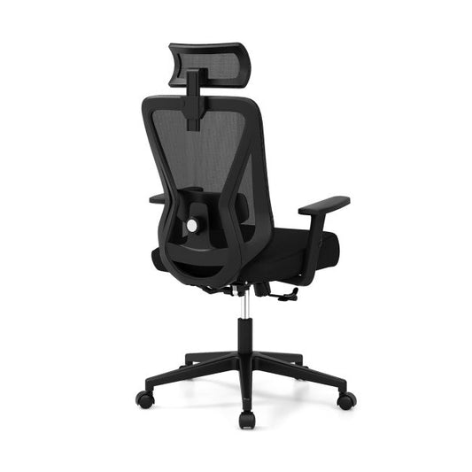 Ergonomiczny fotel biurowy z siatki, regulowany, obrotowy, czarny