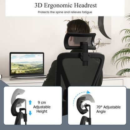 Ergonomiczny fotel biurowy z siatki, regulowany, obrotowy, czarny