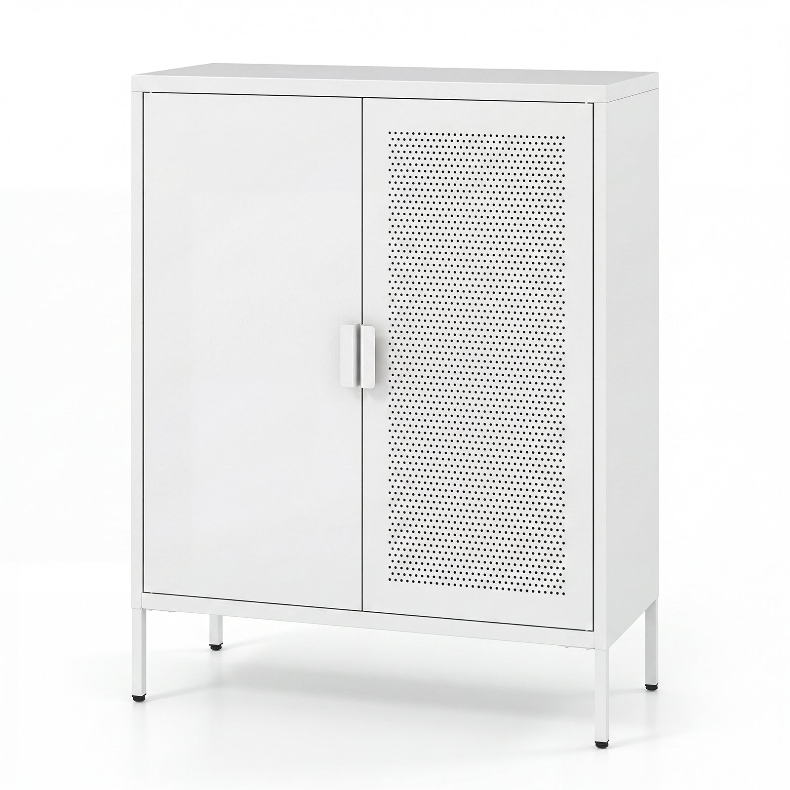 Metal Buffet Sideboard with 2 Doors and Adjustable Shelves-White