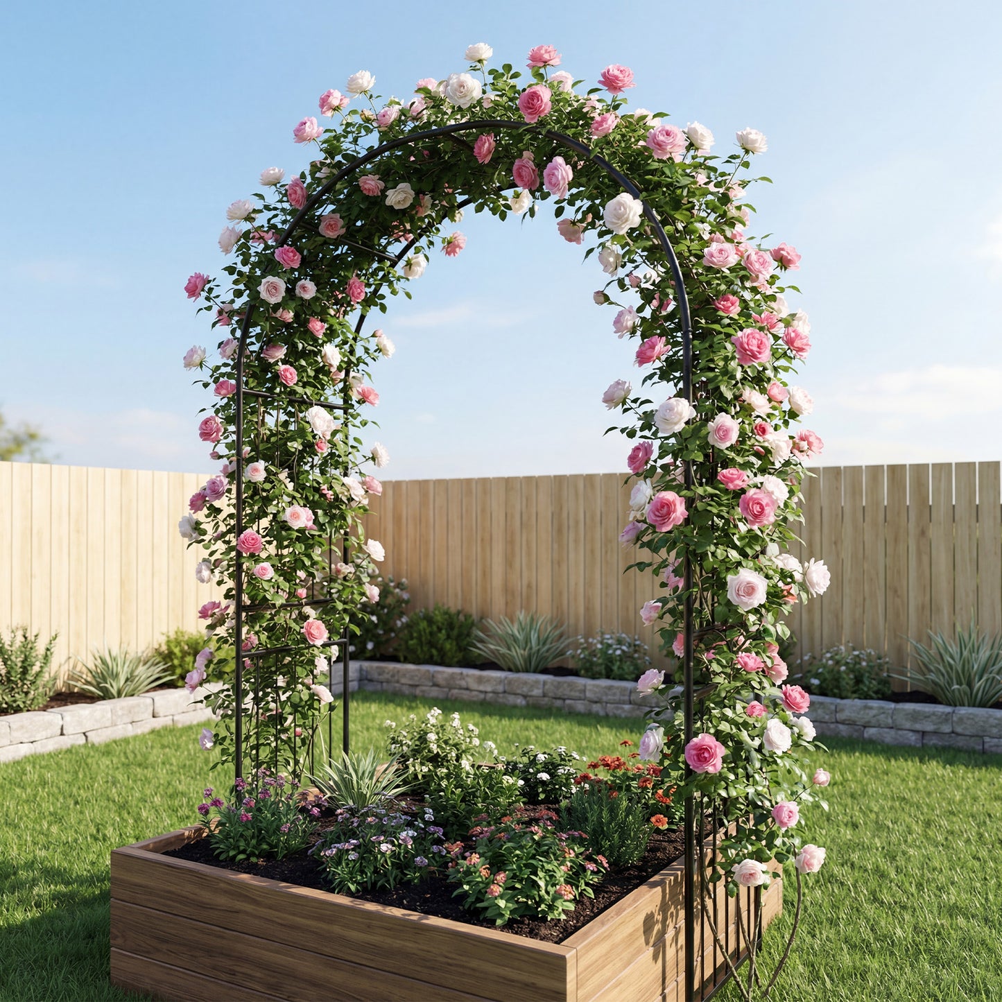 Metal Garden Arbor 103 x 49.5 x 223 CM Heavy-Duty Archway Decoration