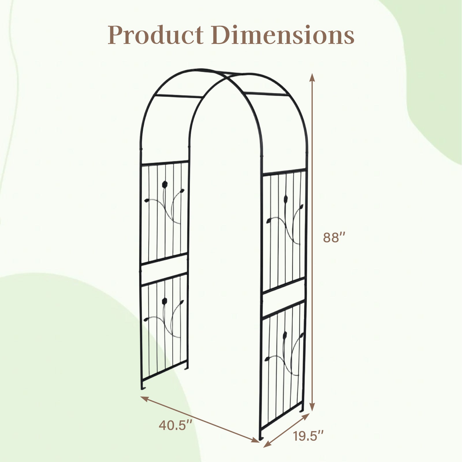 Metal Garden Arbor 103 x 49.5 x 223 CM Heavy-Duty Archway Decoration