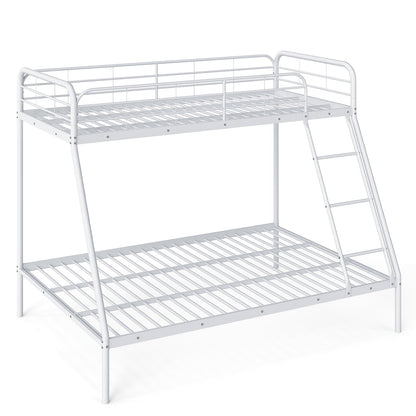 Metal Bunk Bed with Ladder with Safety Guardrail for Teens Adults-White