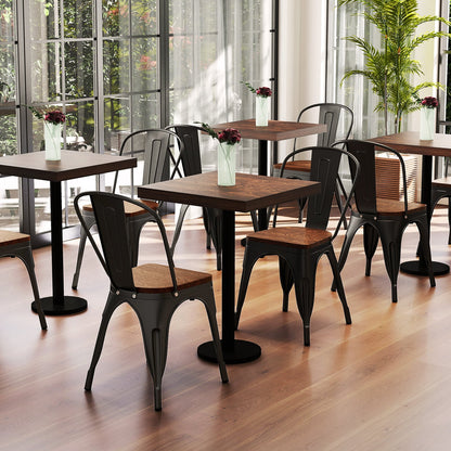 Metal Dining Chairs Set of 4 Stackable Kitchen Side Chairs-Black