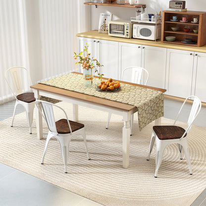 Metal Dining Chairs Set of 4 Stackable Kitchen Side Chairs-White