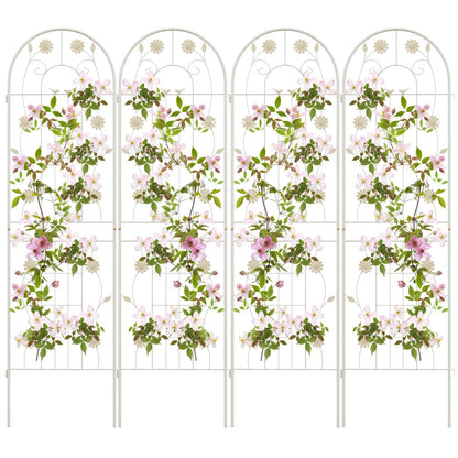 2/4 Pack Metal Garden Trellis 180 cm x 50 cm Wire Lattice Panel-White-4 Pack