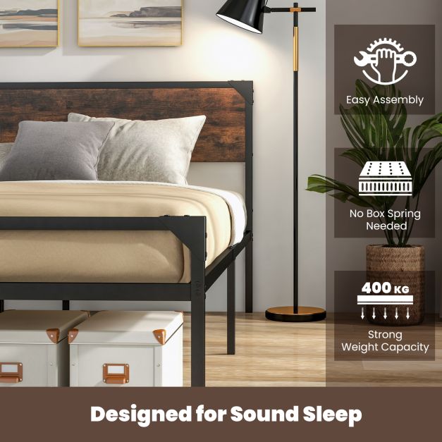 Metal Platform Bed with 9 Support Legs-King size