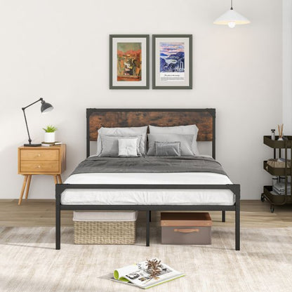 Metal Platform Bed with 9 Support Legs-Queen Size