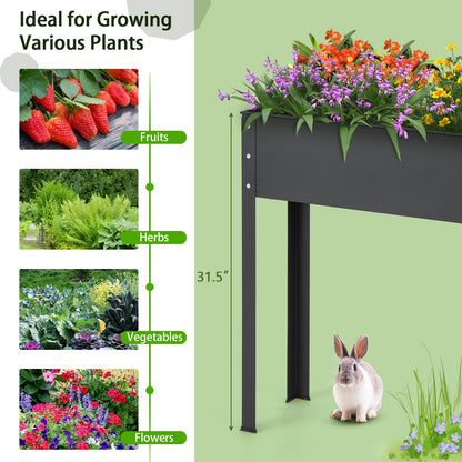 Metal Raised Garden Bed with Legs and Drainage Hole for Vegetable Flower-40 x 11 x 31.5 inches