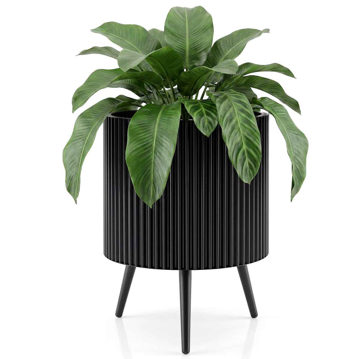 Mid-Century Modern Plant Pot with Built-in Drainage Holes and Stand-M