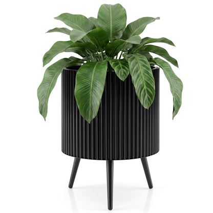 Mid-Century Modern Plant Pot with Built-in Drainage Holes and Stand-M
